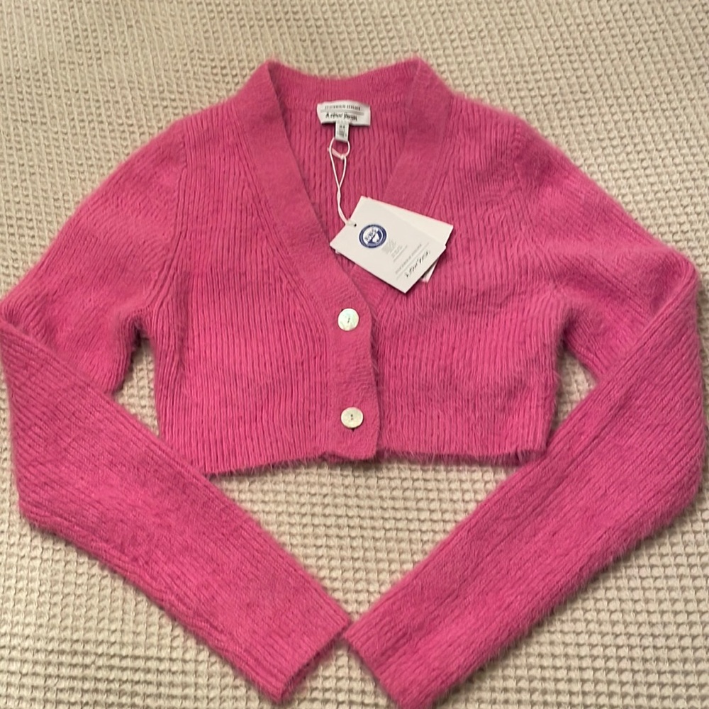 Hot pink &Other stories cropped cardigan